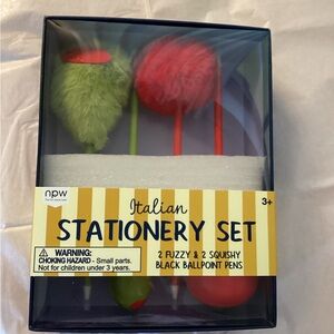 Italian Stationery Set of 4 Pens Olives Tomatoes NIB